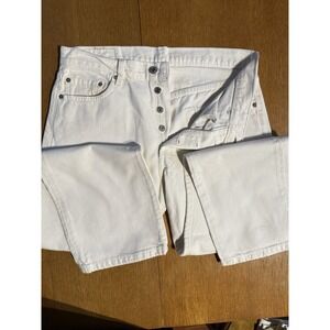 VTG Levi's 501 Button Fly Straight Leg White Denim Jeans 34x30 (32x30) Y2K 2005